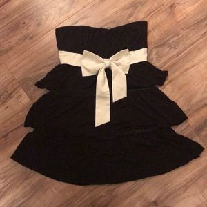 Forever 21 black mini dress with white ribbon bow